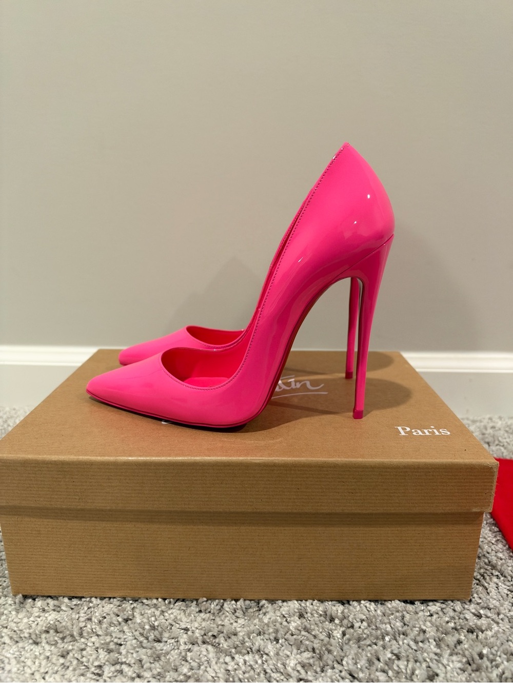 Christian Louboutin 120mm So Kate Patent Pointed-Toe Pumps, Poupiduo, 37, New